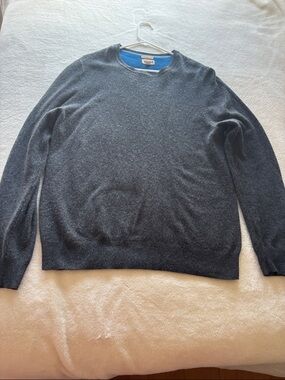 1901 Men's Charcoal Crewneck Sweater with Blue Neck Detail